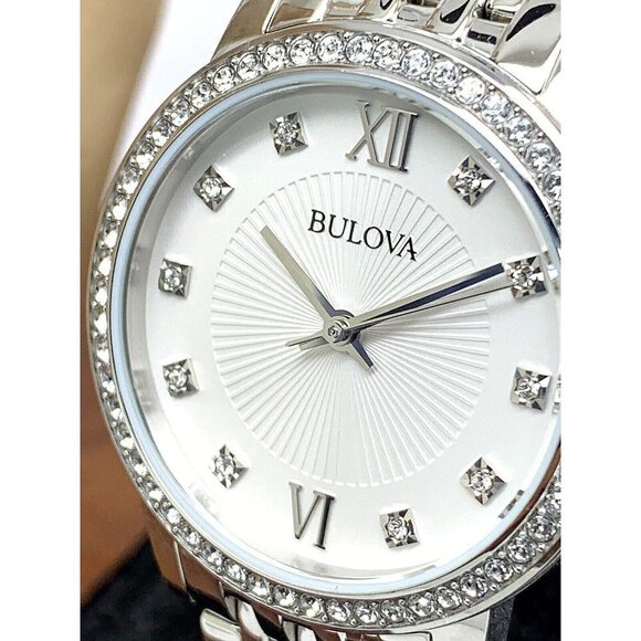 Bulova Women's Watch 96L297 Quartz Crystals Cream Dial Stainless Steel 32mm